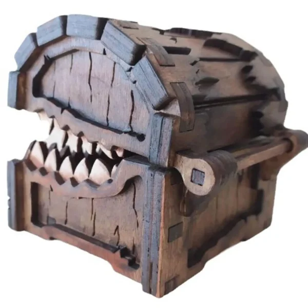 Dungeons & Dragons Treasure Chest Monster Figure - Dice Storage And Wooden Craft Collectible Display, storage box, coin box. 5