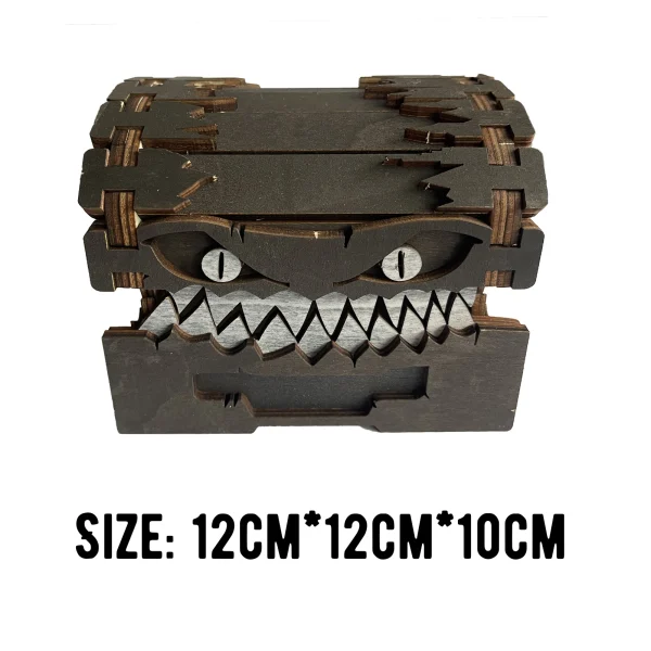 Dungeons & Dragons Treasure Chest Monster Figure - Dice Storage And Wooden Craft Collectible Display, storage box, coin box. 6