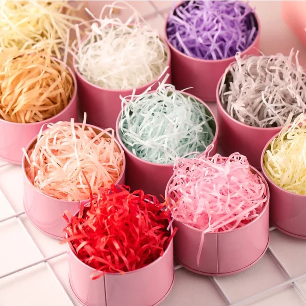 DIY Colorful Shredded Crinkle Paper Raffia Candy Boxes Wedding Marriage Home Decoration Party Gift Packaging Filling Material 3
