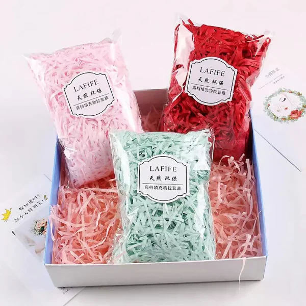 DIY Colorful Shredded Crinkle Paper Raffia Candy Boxes Wedding Marriage Home Decoration Party Gift Packaging Filling Material 4
