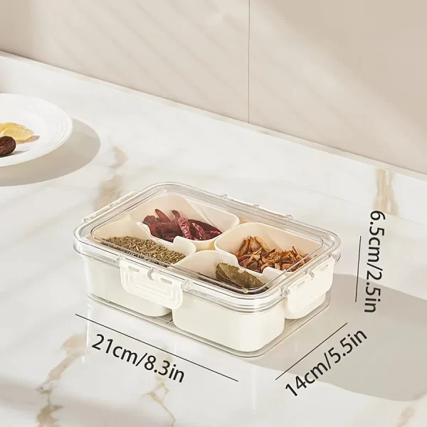 Divided Plate with Lid, Food Storage Box, Snack Box, 4/8 Grid Snack Box, Fruit Storage Box for Refrigerator, Vegetable, Fruit 6