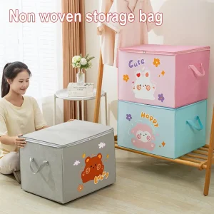 Large Capacity Clothes Quilt Storage Bag Cute Printed Pattern Foldable Dust-proof Wardrobe Storage Box Clothes Organizer 1