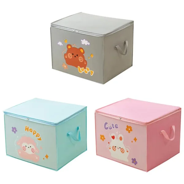 Large Capacity Clothes Quilt Storage Bag Cute Printed Pattern Foldable Dust-proof Wardrobe Storage Box Clothes Organizer 2