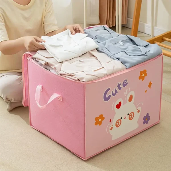 Large Capacity Clothes Quilt Storage Bag Cute Printed Pattern Foldable Dust-proof Wardrobe Storage Box Clothes Organizer 3
