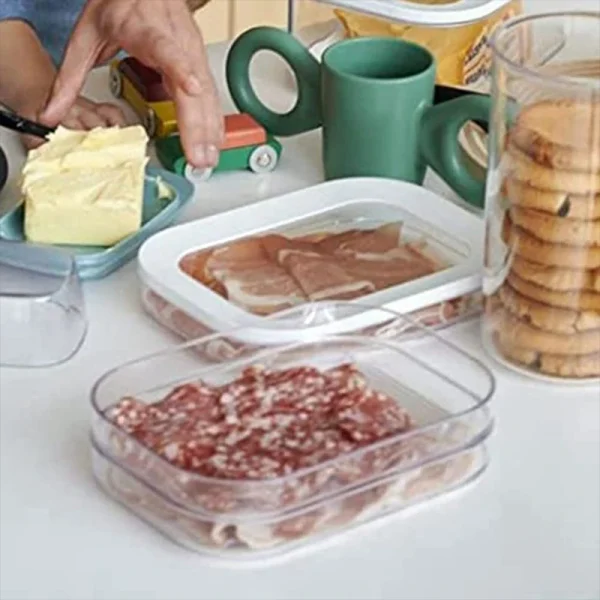 Refrigerated Crisper With Lid Food-grade Frozen Plastic Crisper Transparent Storage Box For Kitchen Refrigerator Fresh Bowl 2