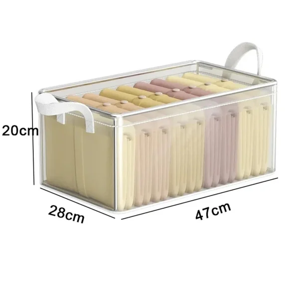 PVC Transparent Storage Basket for Clothes Underwear Storage Box Stainless Steel Frame Wardrobe Organizer Waterproof Cloth Box 5