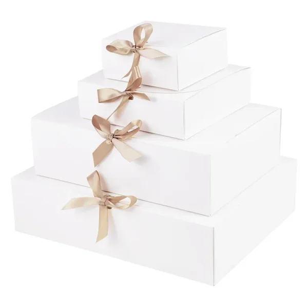 Kraft Paper Gift Box With Decorative Bow Ribbons Multiple Sizes Wedding Birthday Party DIY Painting Craft Present package supply 2