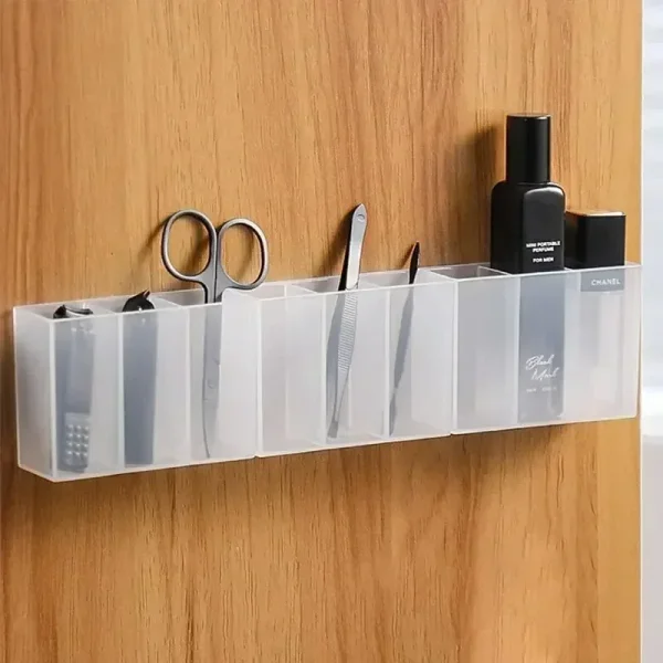 Wall Mounted 3Grids Organizer Mirror Cabinet Self-adhesive Small Objects Storage Box Eyebrow Pencil Lipstick Lip Glaze Organizer 1