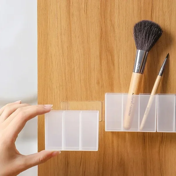 Wall Mounted 3Grids Organizer Mirror Cabinet Self-adhesive Small Objects Storage Box Eyebrow Pencil Lipstick Lip Glaze Organizer 2