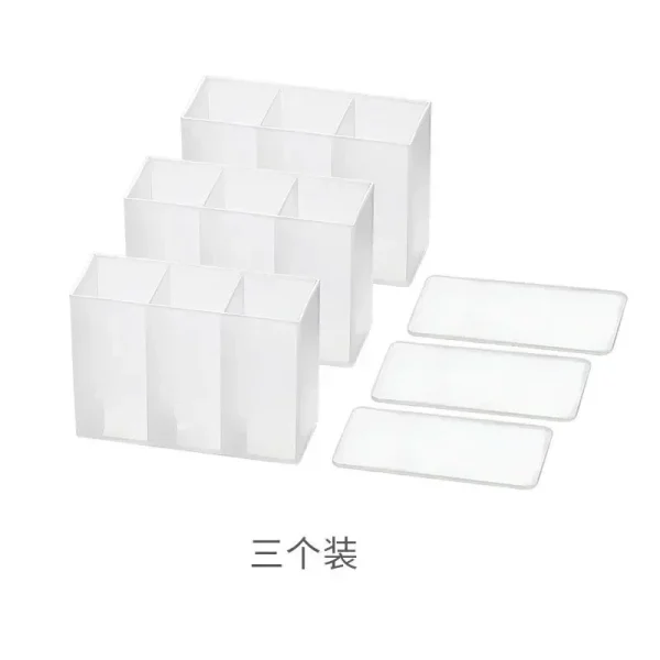 Wall Mounted 3Grids Organizer Mirror Cabinet Self-adhesive Small Objects Storage Box Eyebrow Pencil Lipstick Lip Glaze Organizer 5