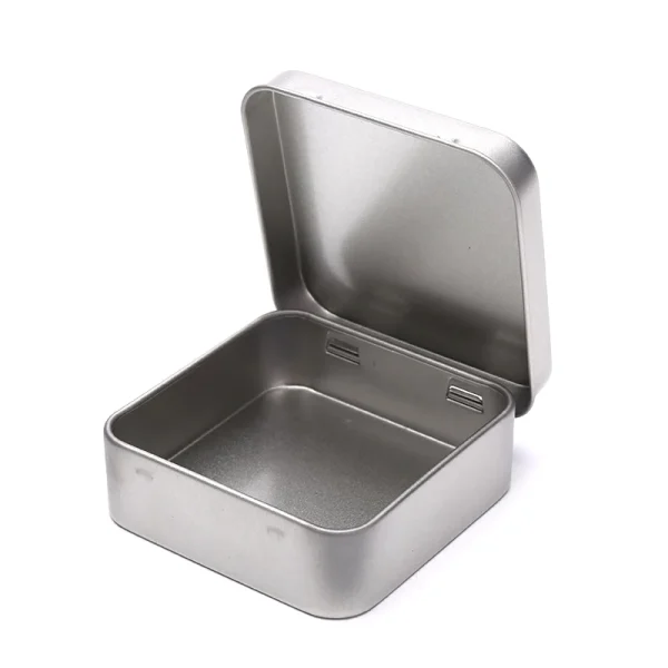 Mini Metal Tins Container Square Hinged Flip Storage Tin Box Small Kit Case Jewelry Coin Candy Condom Organizer Portable 2