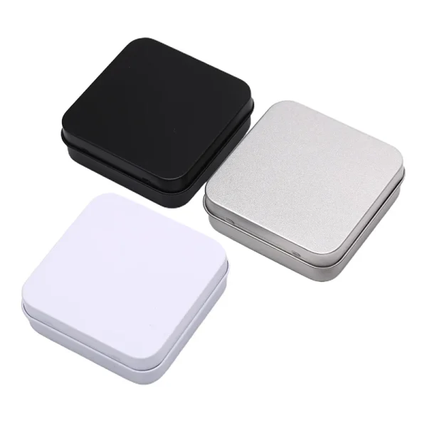 Mini Metal Tins Container Square Hinged Flip Storage Tin Box Small Kit Case Jewelry Coin Candy Condom Organizer Portable 4