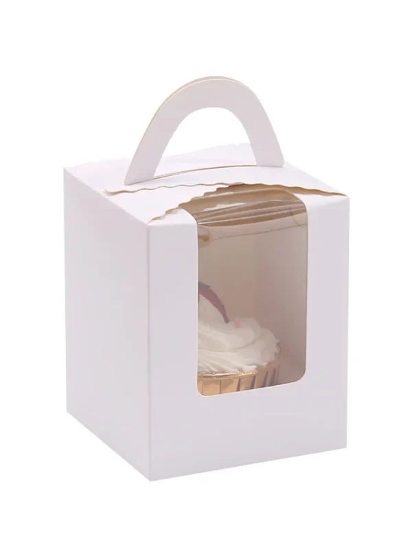 10pcs Portable Pink Window Cupcake Box French Pastry Single Muffin Box Baking individual Mousse Packaging With Inner Tray 5