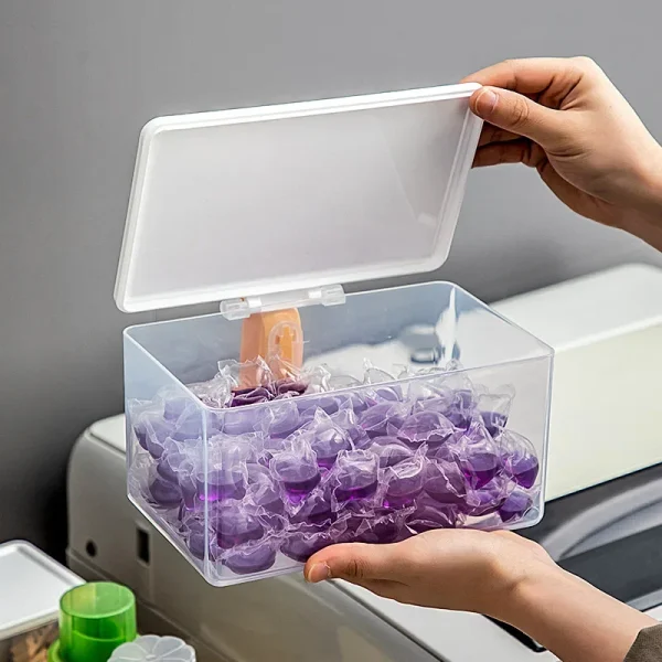 1pc Laundry Pods Container Large Capacity Laundry Detergent Storage Box Laundry Powder Scent Beads Organizer Moisture-proof 1