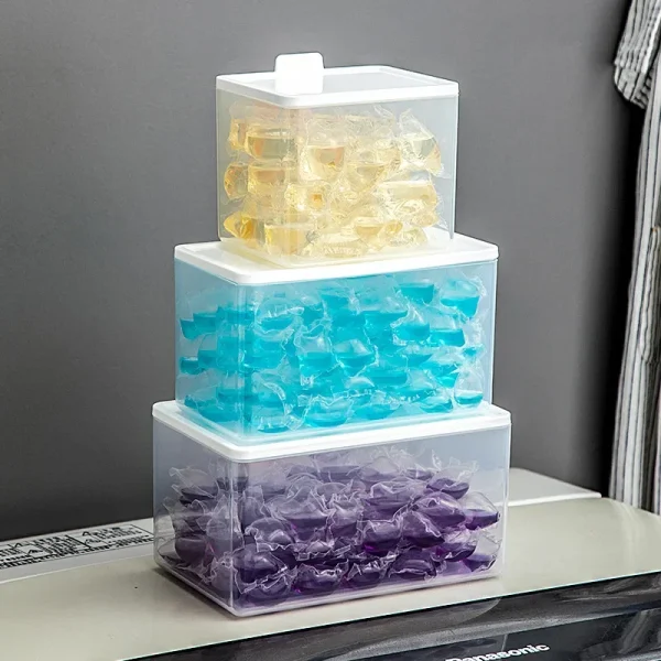 1pc Laundry Pods Container Large Capacity Laundry Detergent Storage Box Laundry Powder Scent Beads Organizer Moisture-proof 2