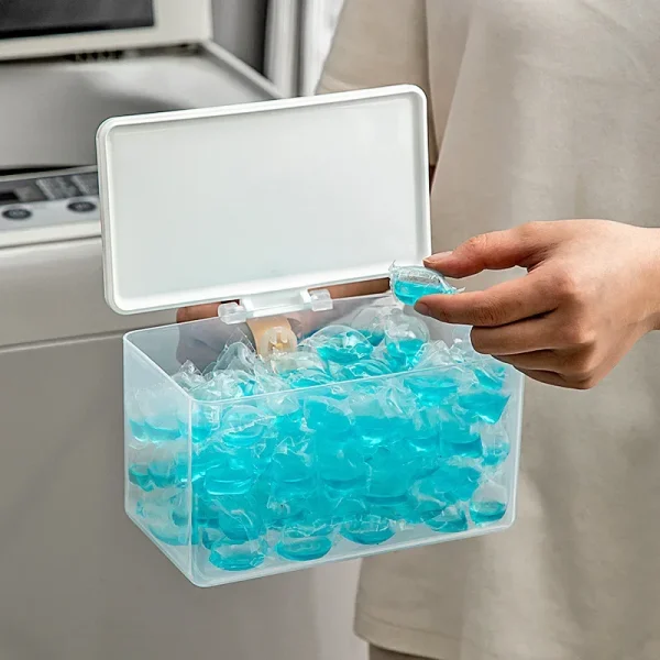 1pc Laundry Pods Container Large Capacity Laundry Detergent Storage Box Laundry Powder Scent Beads Organizer Moisture-proof 6