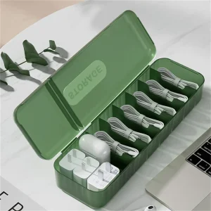 With 7 Compartments Organizer Charger Cord Storage Box Data Cable Storage Case Reusable Cable Storage Box For Home Travel New 1
