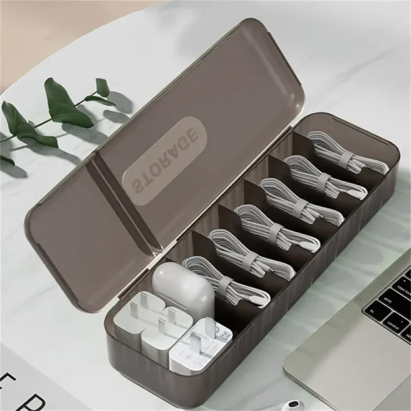 With 7 Compartments Organizer Charger Cord Storage Box Data Cable Storage Case Reusable Cable Storage Box For Home Travel New 2