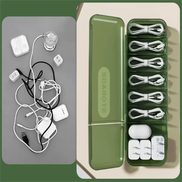 With 7 Compartments Organizer Charger Cord Storage Box Data Cable Storage Case Reusable Cable Storage Box For Home Travel New 3