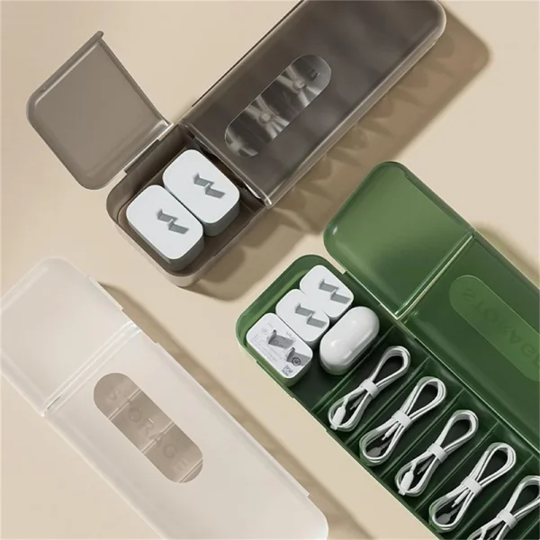 With 7 Compartments Organizer Charger Cord Storage Box Data Cable Storage Case Reusable Cable Storage Box For Home Travel New 4