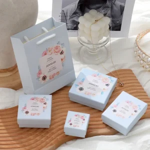 1Pc Blue Flower Jewelry Gift Box Bracelet Necklace Earrings Ring Organizer Storage Box Square Jewelry Display Gifts Box Holder 1