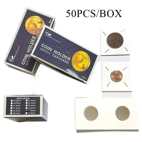50pcs/Box Coin Paper Clip Coin Collection Album 23-40mm Sizes Money Penny Protective Storage Case Stamp Coin Holders Cover 4