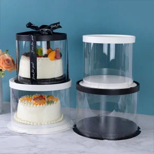 4/6inch PVC Clear Cake Boxes Round Transparent Cake Gift Packaging Box Birthday Wedding Anniversary Party Dessert Present Decor 1