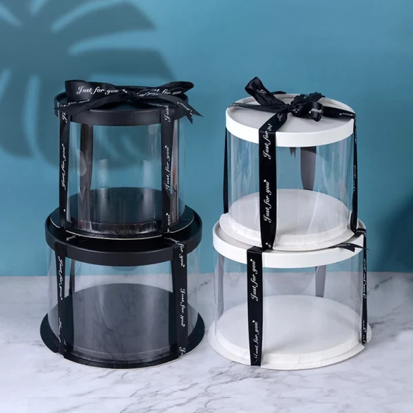 4/6inch PVC Clear Cake Boxes Round Transparent Cake Gift Packaging Box Birthday Wedding Anniversary Party Dessert Present Decor 3