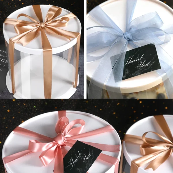 4/6inch PVC Clear Cake Boxes Round Transparent Cake Gift Packaging Box Birthday Wedding Anniversary Party Dessert Present Decor 4