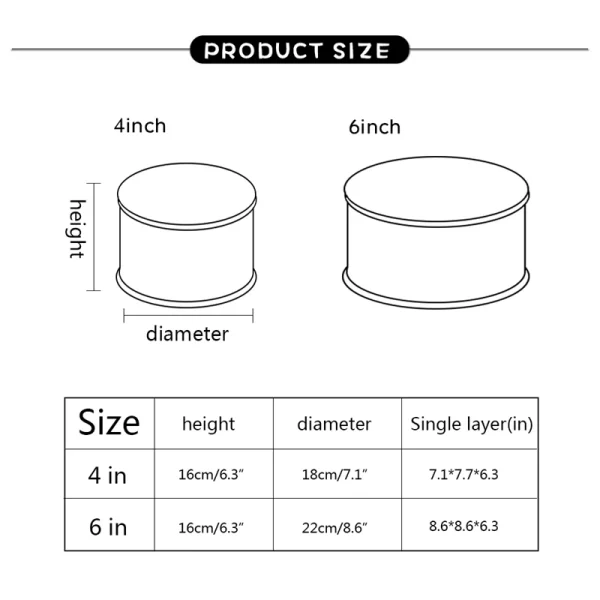 4/6inch PVC Clear Cake Boxes Round Transparent Cake Gift Packaging Box Birthday Wedding Anniversary Party Dessert Present Decor 6