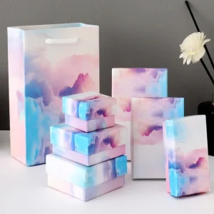 Gradient Cloud Style Jewelry Gift Box Bracelets Earring Ring Necklace Jewelry Set Box Square Round Packaging Cases Display 8Size 1