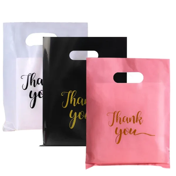 20/50PCS Thank You Gift Bags Wedding Birthday Gift Wrap Plastic Shop Bags Handheld Candy Pastry Packaging Christmas 1