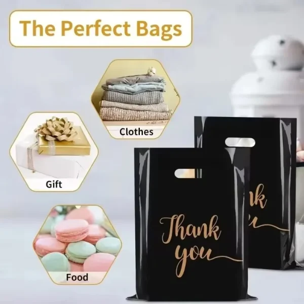20/50PCS Thank You Gift Bags Wedding Birthday Gift Wrap Plastic Shop Bags Handheld Candy Pastry Packaging Christmas 3