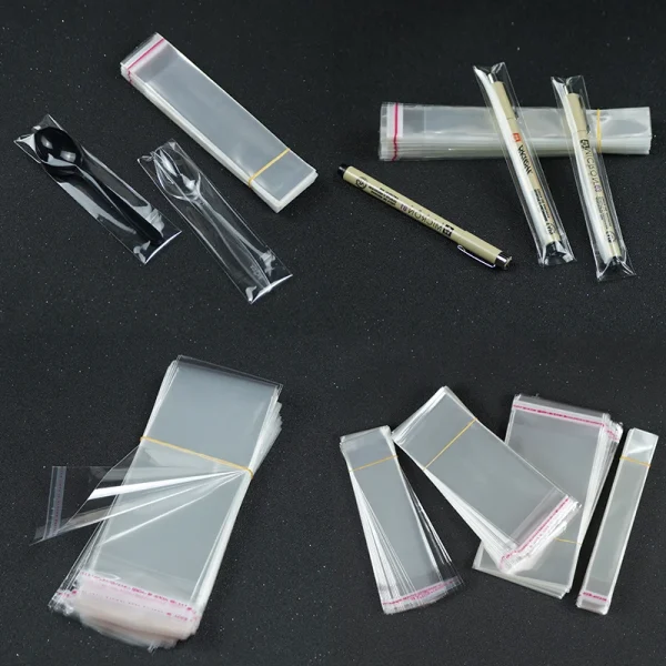 100Pcs Multiple Size Clear Self Adhesive Cello Cellophane Bag Self Closing Small Plastic Bags For Candy Packaging Resealable Bag 3