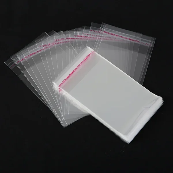 100Pcs Multiple Size Clear Self Adhesive Cello Cellophane Bag Self Closing Small Plastic Bags For Candy Packaging Resealable Bag 4
