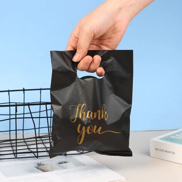 10PCS New Mini Thank You Plastic Gift Bags Reusable Party Bags Plastic Gift Bags For Birthday Thanksgiving Christmas Gift Bags 6