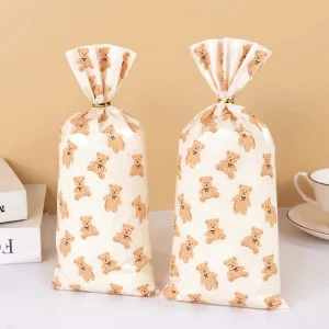 30/50pcs Teddy Bear Candy Gift Bag Plastic Cookie Dessert Packaging Bags Kids Birthday Party Decoration Supplies Baby Shower 1