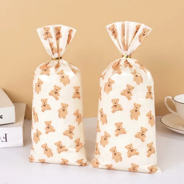 30/50pcs Teddy Bear Candy Gift Bag Plastic Cookie Dessert Packaging Bags Kids Birthday Party Decoration Supplies Baby Shower 1