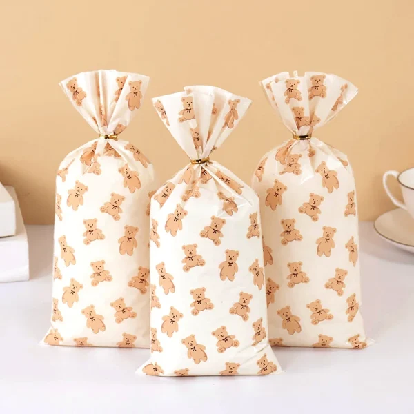 30/50pcs Teddy Bear Candy Gift Bag Plastic Cookie Dessert Packaging Bags Kids Birthday Party Decoration Supplies Baby Shower 2