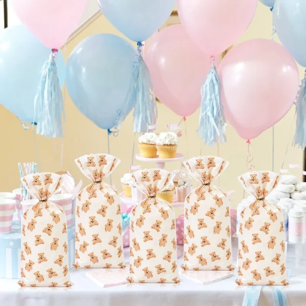 30/50pcs Teddy Bear Candy Gift Bag Plastic Cookie Dessert Packaging Bags Kids Birthday Party Decoration Supplies Baby Shower 5