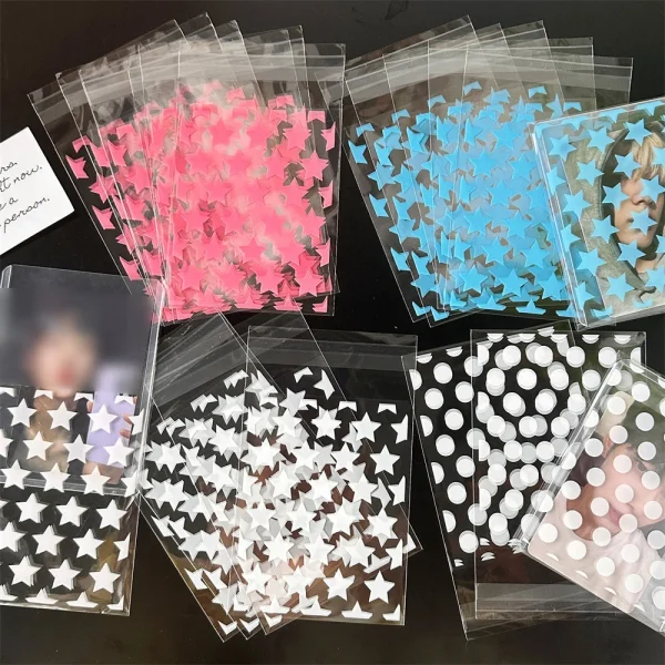 100-10PCS Transparent PE Star Jewelry Self-adhesive Bag Candy Card Holder Photo Animation Peripheral Storage Christmas Gift Bag 3