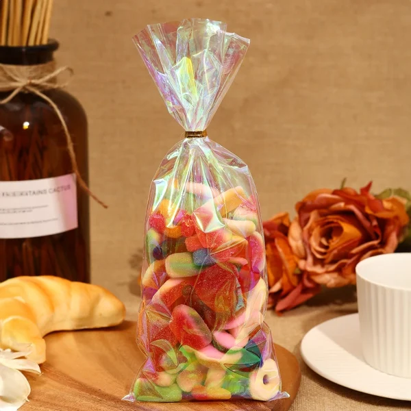 50pcs Rainbow Cellophane Bags - Holographic Party Favor Bags for Gifts, Goodies, and Events - Perfect for Holidays, Birthdays 3