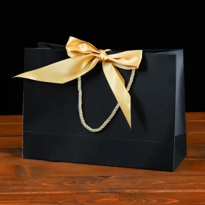 Gift Bags With Handles Paper Party Favor Handbag Bow Ribbon Jewelry Packing Birthday Wedding Graduation Celebration Present Wrap 1