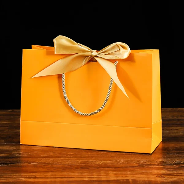 Gift Bags With Handles Paper Party Favor Handbag Bow Ribbon Jewelry Packing Birthday Wedding Graduation Celebration Present Wrap 2