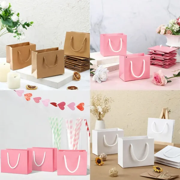 8/12pcs Mini Gift Wrap Paper Bags With Handles For Birthday Gifts,Weddings,Party Favors,Graduation, Holidays, Celebrations 5