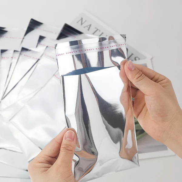 100pcs aluminum foil silver self-adhesive self-sealing packaging bags, documents, postcards, small business batch packaging bags 1