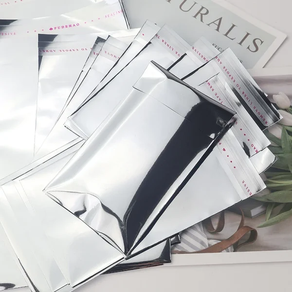 100pcs aluminum foil silver self-adhesive self-sealing packaging bags, documents, postcards, small business batch packaging bags 2