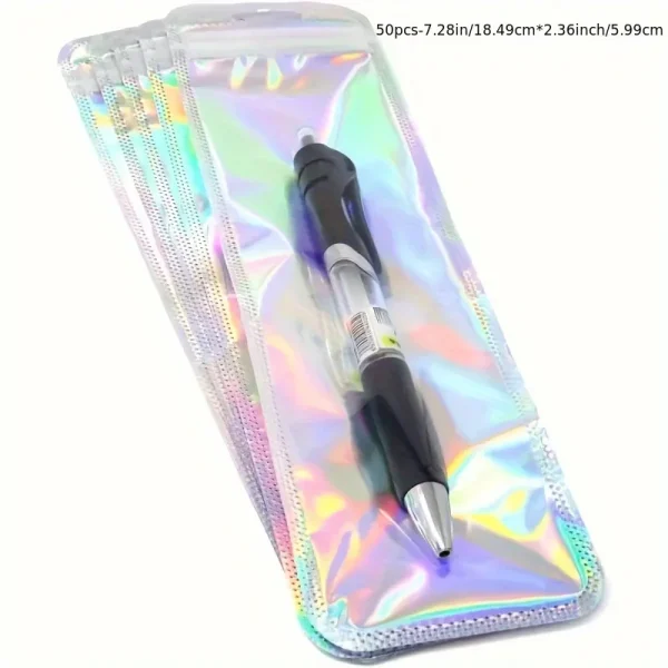 50 holographic gift bags with resealable zippers - suitable for jewelry, pens, etc. - PP material small commodity bag 6