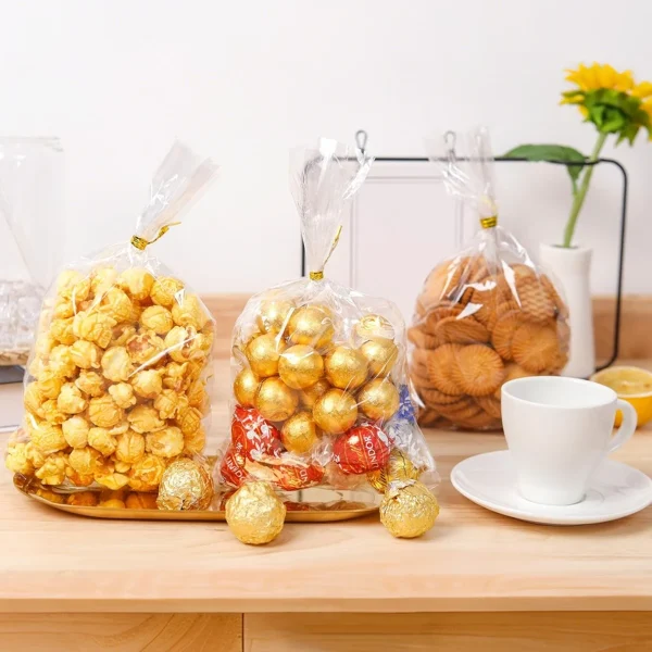 Transparent Plastic Candy Bags with Bottom Birthday Party Decor Baby Shower Wedding Party Supplies  Cookie Gift Packing Bags 3