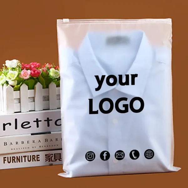 50PCSCustom Storage Frosted Zipper Bags Home Clothing Shirts Business Small Business Packaging Product Bags Print Your Own Logo 1
